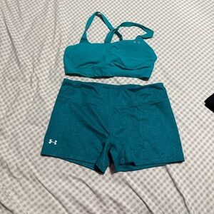 Under Armour Turquoise Sports Bra and Shorts Set
